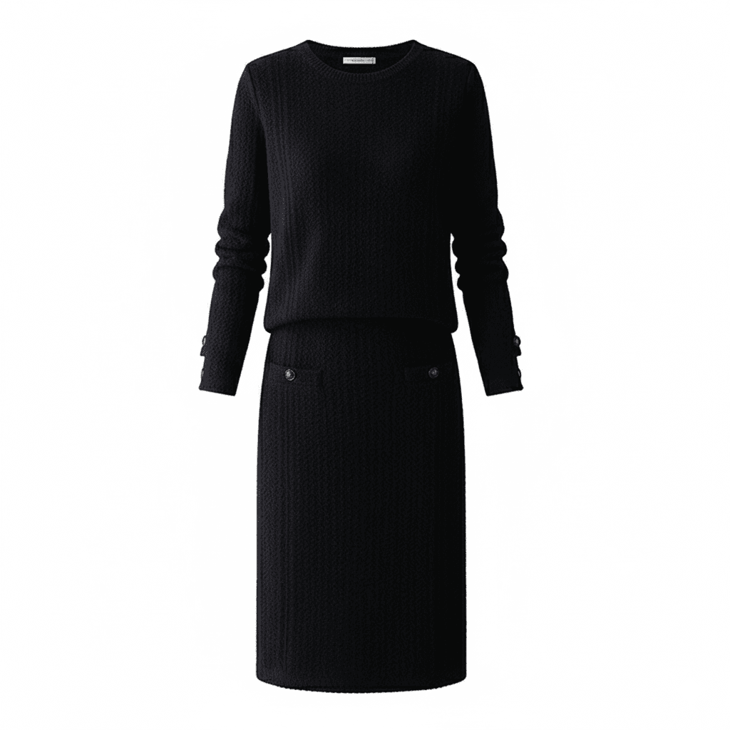 סט סרוג אלגנטי בגוון שמנת - Nessiha