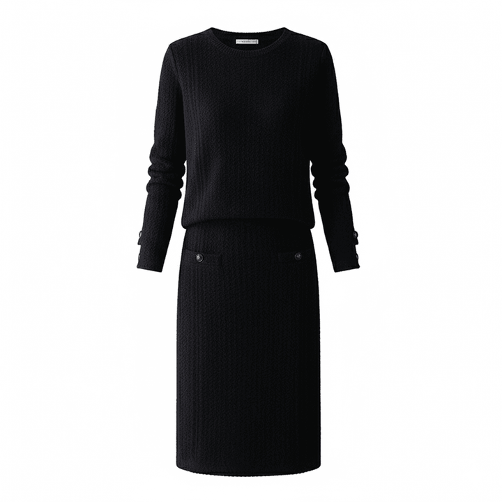 סט סרוג אלגנטי בגוון שמנת - Nessiha