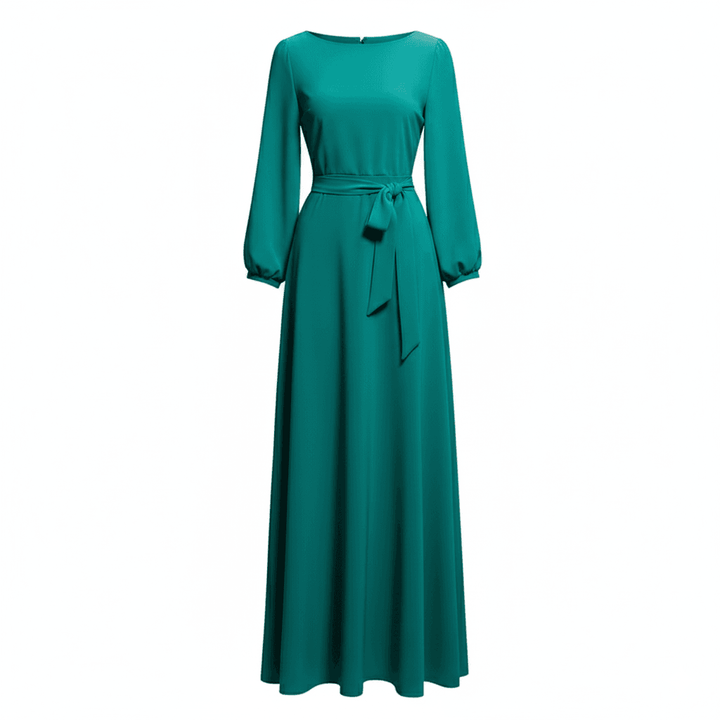 שמלת מקסי אלגנטית עם חגורה - Nessiha