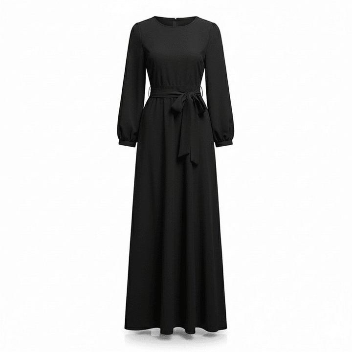 שמלת מקסי אלגנטית עם חגורה - Nessiha