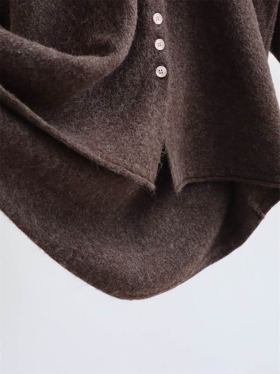 קרדיגן אפור רך בגזרת מעטפת רחבה - Nessiha