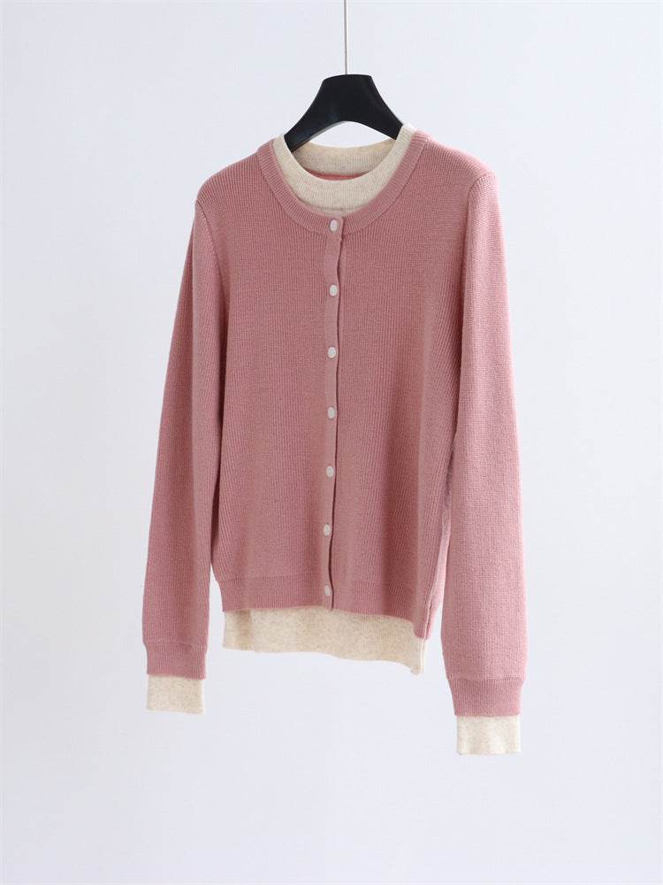 קרדיגן אפור קלאסי בשילוב גוונים רכים - Nessiha