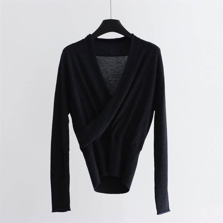 סריג שחור בגזרת מעטפת אלגנטית - Nessiha