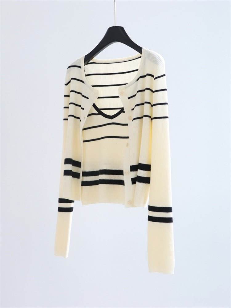 סט סריג פסים קלאסי ונשי - Nessiha