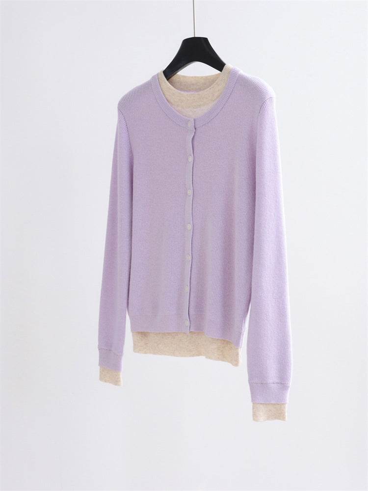 קרדיגן אפור קלאסי בשילוב גוונים רכים - Nessiha