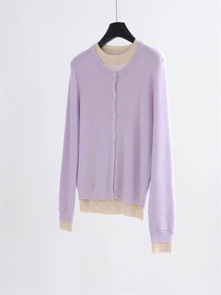 קרדיגן אפור קלאסי בשילוב גוונים רכים - Nessiha