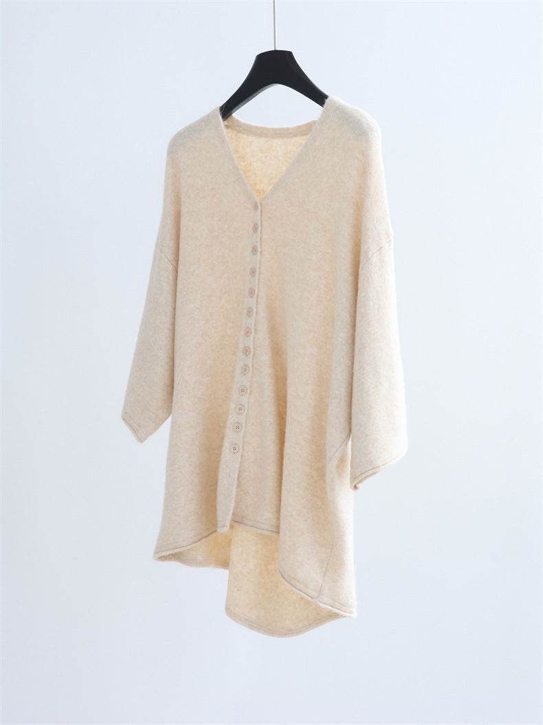 קרדיגן אפור רך בגזרת מעטפת רחבה - Nessiha