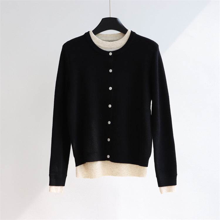 קרדיגן אפור קלאסי בשילוב גוונים רכים - Nessiha