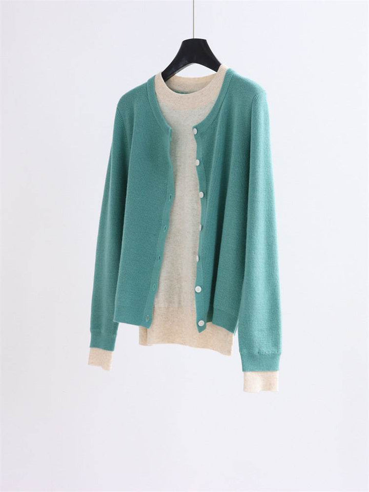 קרדיגן אפור קלאסי בשילוב גוונים רכים - Nessiha