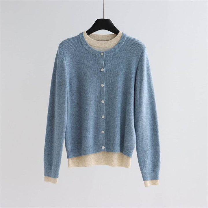 קרדיגן אפור קלאסי בשילוב גוונים רכים - Nessiha