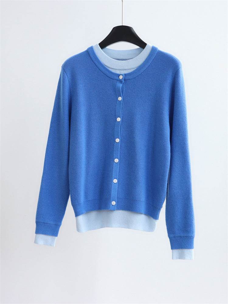 קרדיגן אפור קלאסי בשילוב גוונים רכים - Nessiha